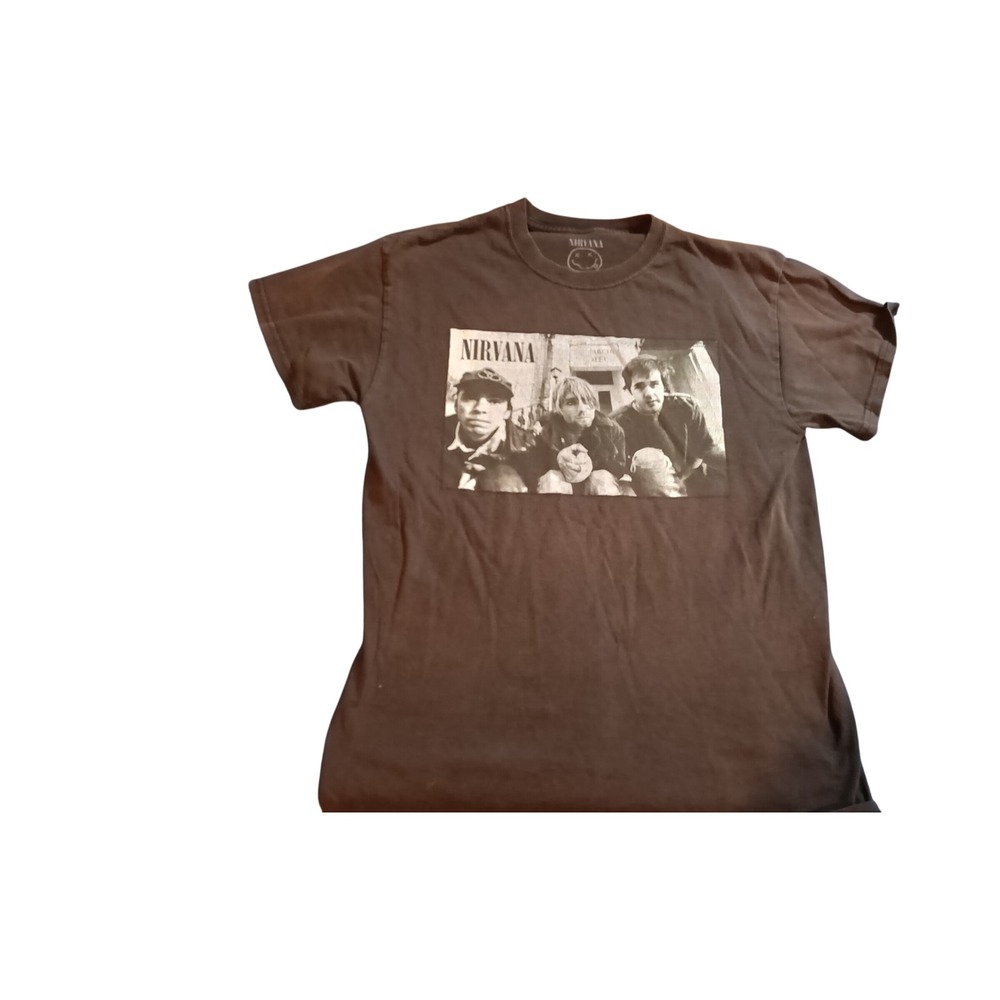 Nirvana Band Graphic T-Shirt Faded Black Short Sleeve Crewneck Medium